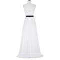 Starzz Strapless fuera del hombro gasa vestido de dama de honor blanco ST000066-1